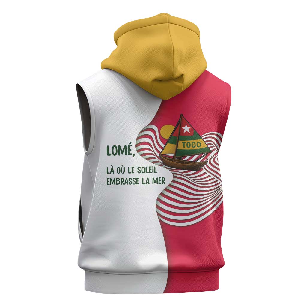 Lome Togo Sleeveless Zip Hoodie - Sailboat and Sunset – Where the Sun Kisses the Sea - African Pride