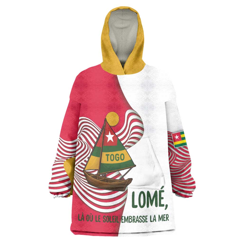 Lome Togo Wearable Blanket Hoodie - Sailboat and Sunset – Where the Sun Kisses the Sea
