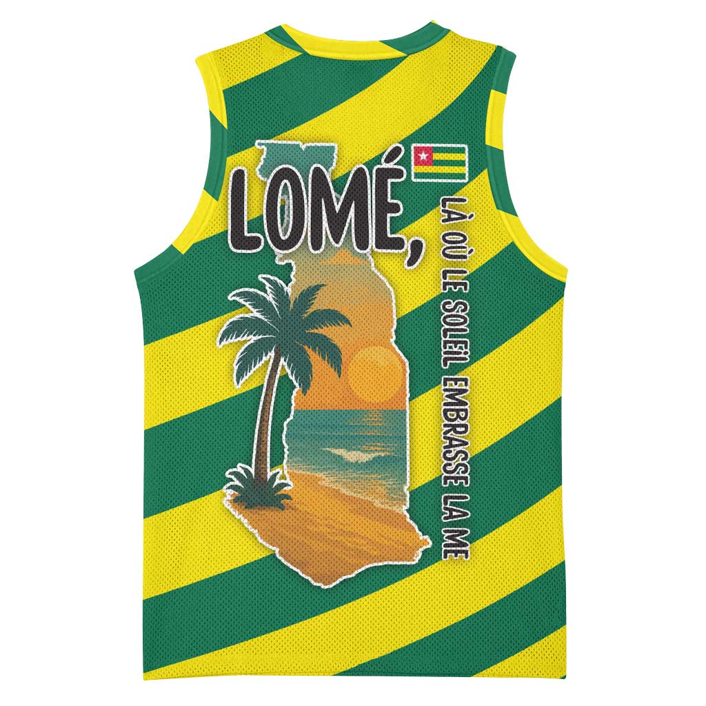Lome Togo Sunset Basketball Jersey - Palm Trees and Ocean Embrace Design TS04