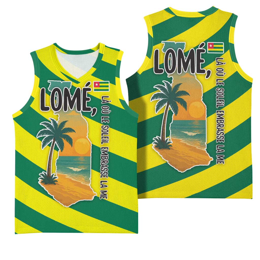 Lome Togo Sunset Basketball Jersey - Palm Trees and Ocean Embrace Design TS04