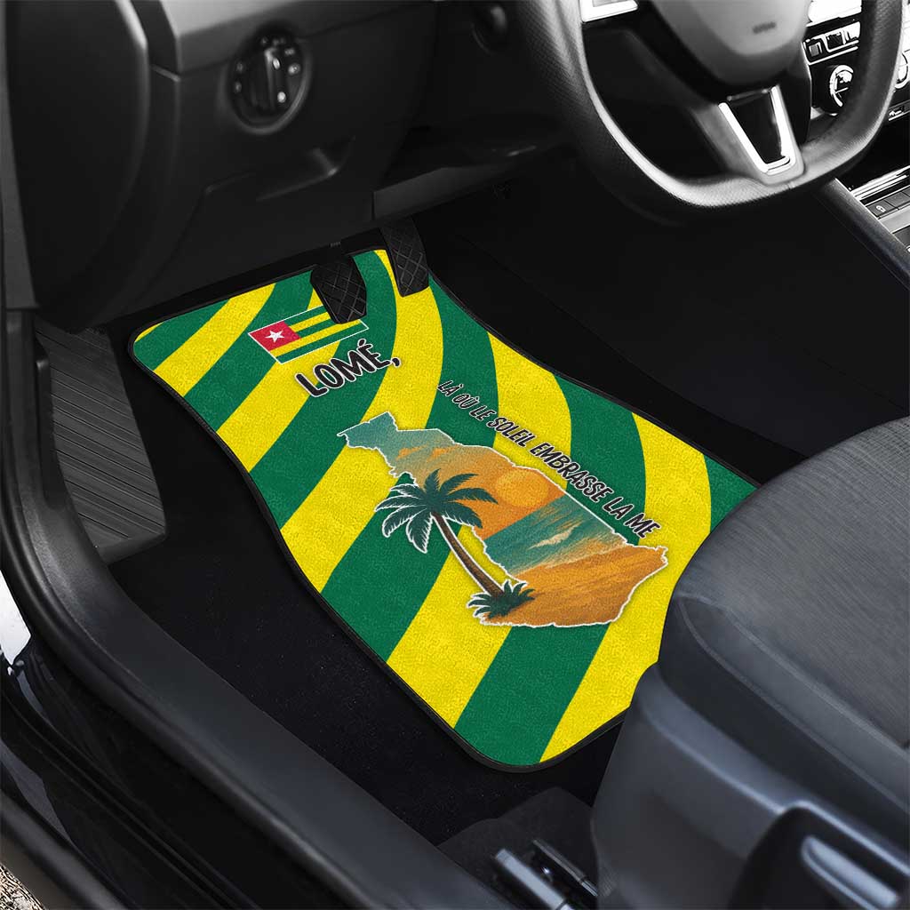 Lome Togo Sunset Car Mats - Palm Trees and Ocean Embrace Design