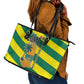 Lome Togo Sunset Leather Tote Bag - Palm Trees and Ocean Embrace Design