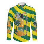 Lome Togo Sunset Long Sleeve Button Shirt - Palm Trees and Ocean Embrace Design