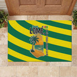 Lome Togo Sunset Rubber Doormat - Palm Trees and Ocean Embrace Design