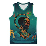 Togo Futuristic Afrocentric Woman Basketball Jersey with Flag and Stars Design TS04