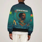 Togo Futuristic Afrocentric Woman Bomber Jacket with Flag and Stars Design