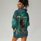 Togo Futuristic Afrocentric Woman Hoodie Dress with Flag and Stars Design