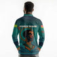 Togo Futuristic Afrocentric Woman Long Sleeve Polo Shirt with Flag and Stars Design