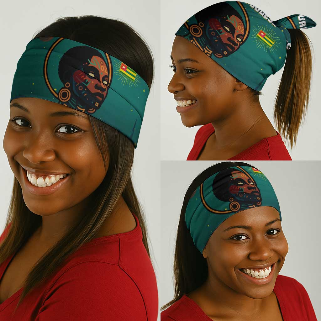 Togo Futuristic Afrocentric Woman Neck Gaiter Flag and Stars Design TS04