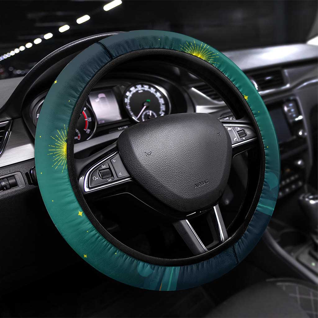 Togo Futuristic Afrocentric Woman Steering Wheel Cover with Flag and Stars Design
