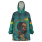 Togo Futuristic Afrocentric Woman Wearable Blanket Hoodie with Flag and Stars Design