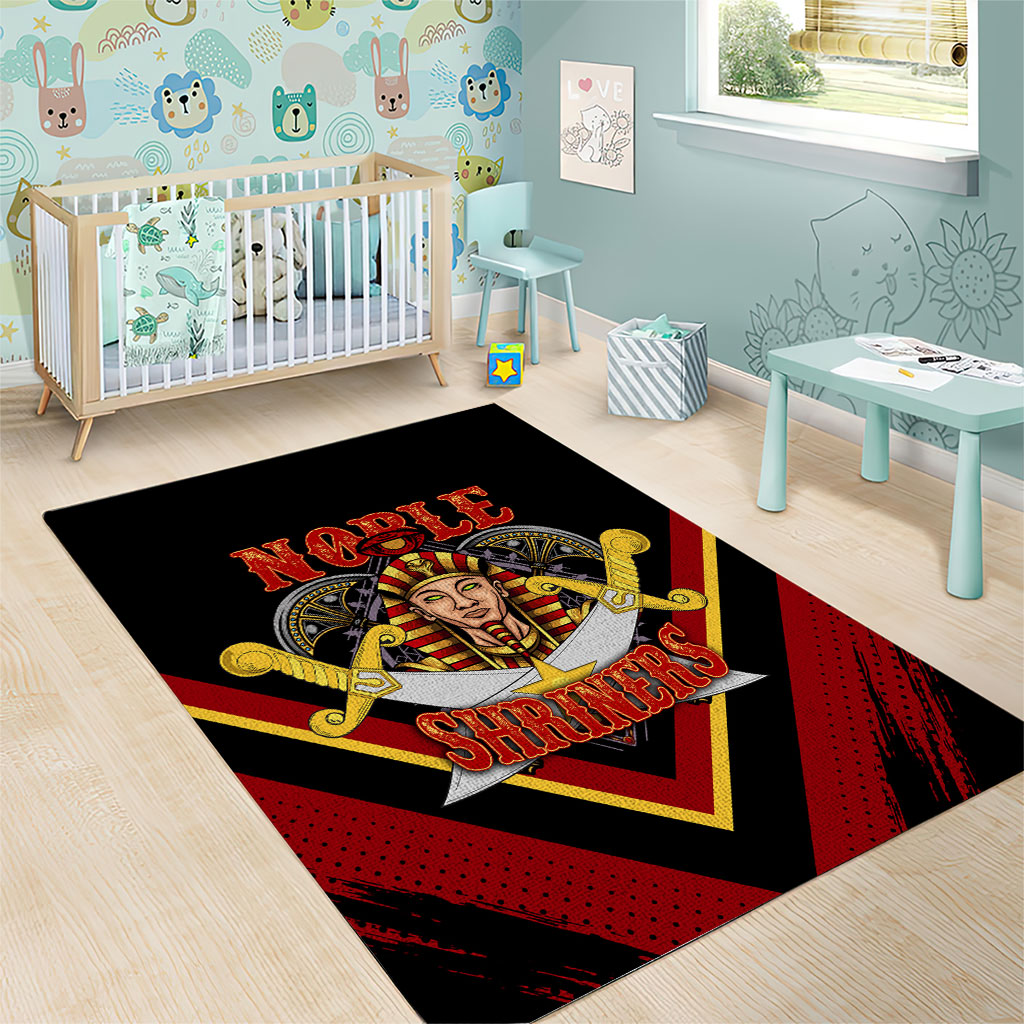 Noble Shriners Area Rug Masonic Egyptian Pharaoh Scimitar Emblem