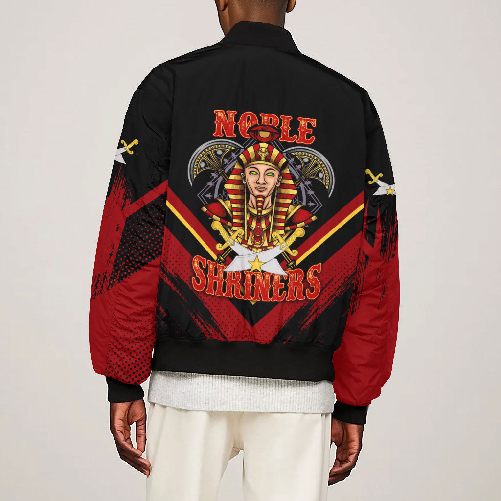 Noble Shriners Bomber Jacket Masonic Egyptian Pharaoh Scimitar Emblem