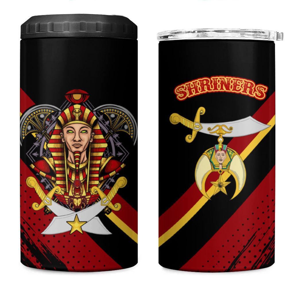 Noble Shriners 4 in 1 Can Cooler Tumbler Masonic Egyptian Pharaoh Scimitar Emblem
