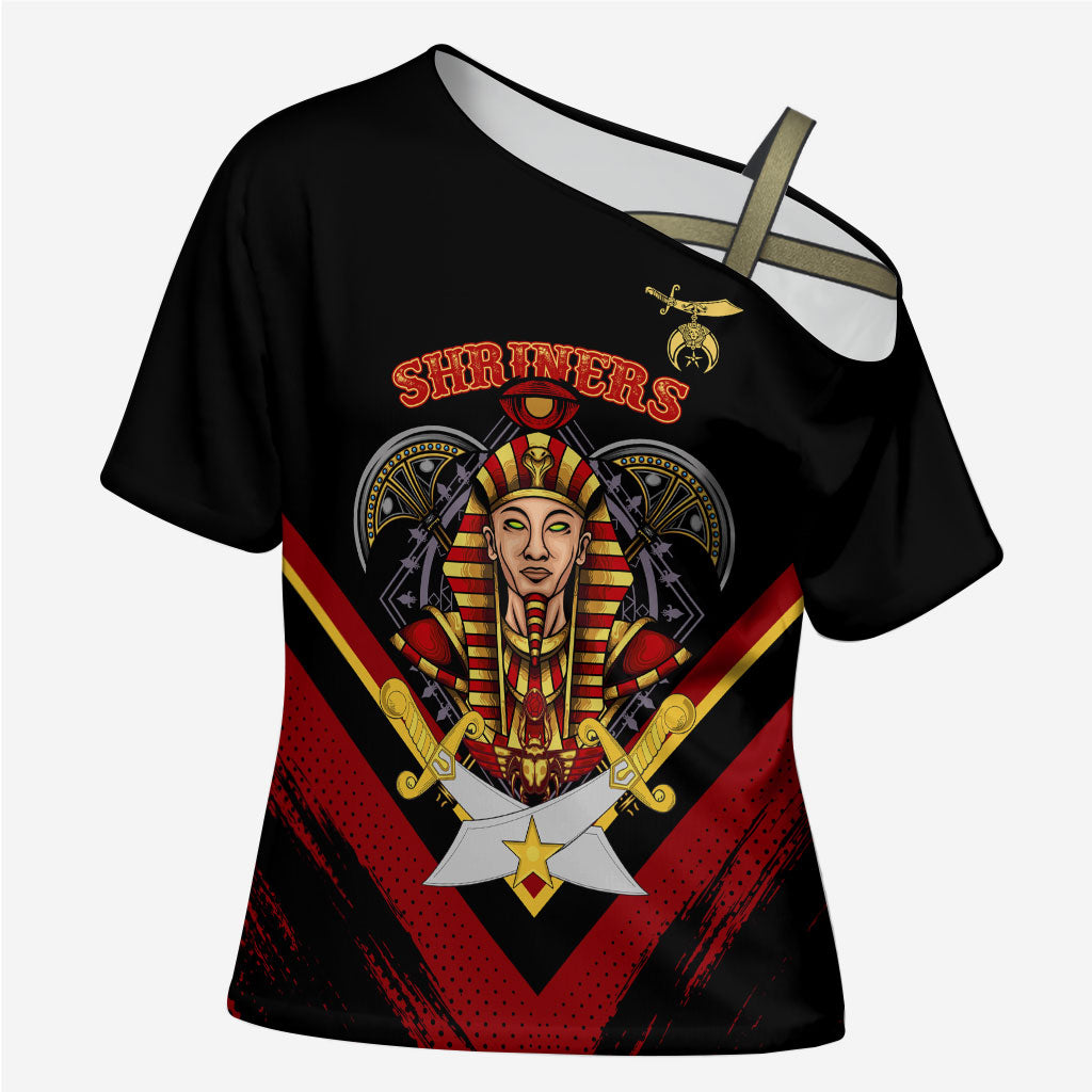 Noble Shriners Cross Shoulder Shirt Masonic Egyptian Pharaoh Scimitar Emblem