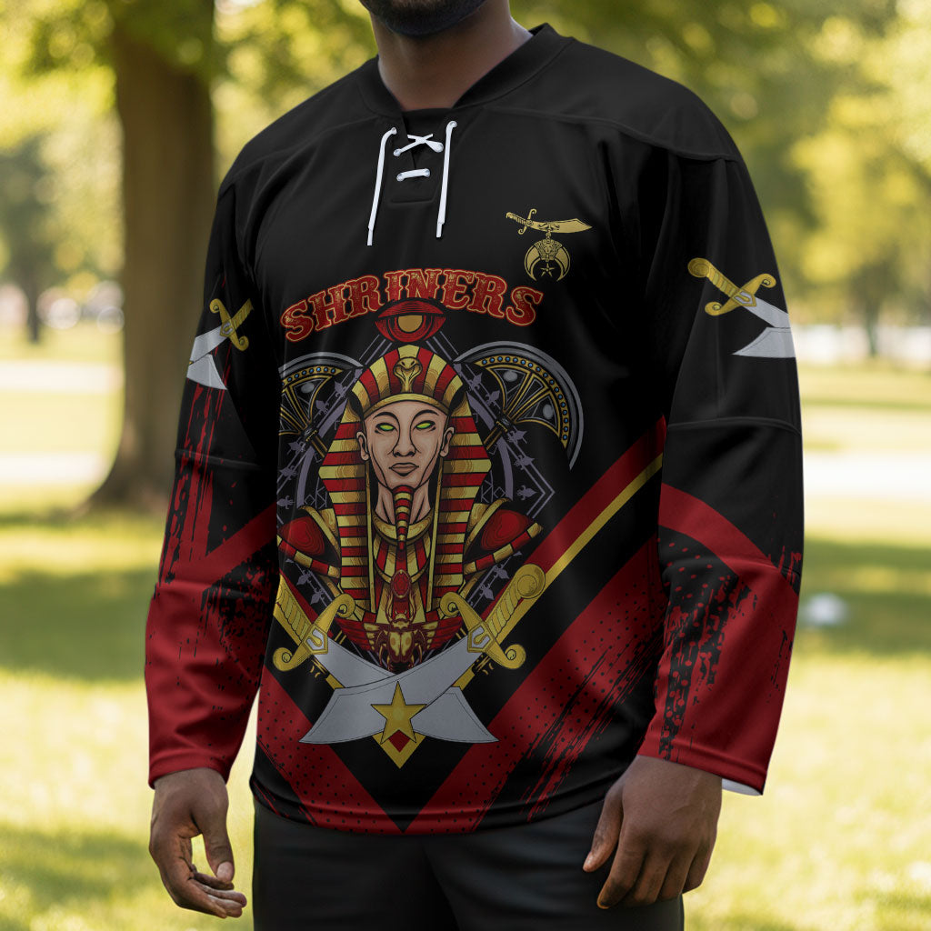 Noble Shriners Hockey Jersey Masonic Egyptian Pharaoh Scimitar Emblem