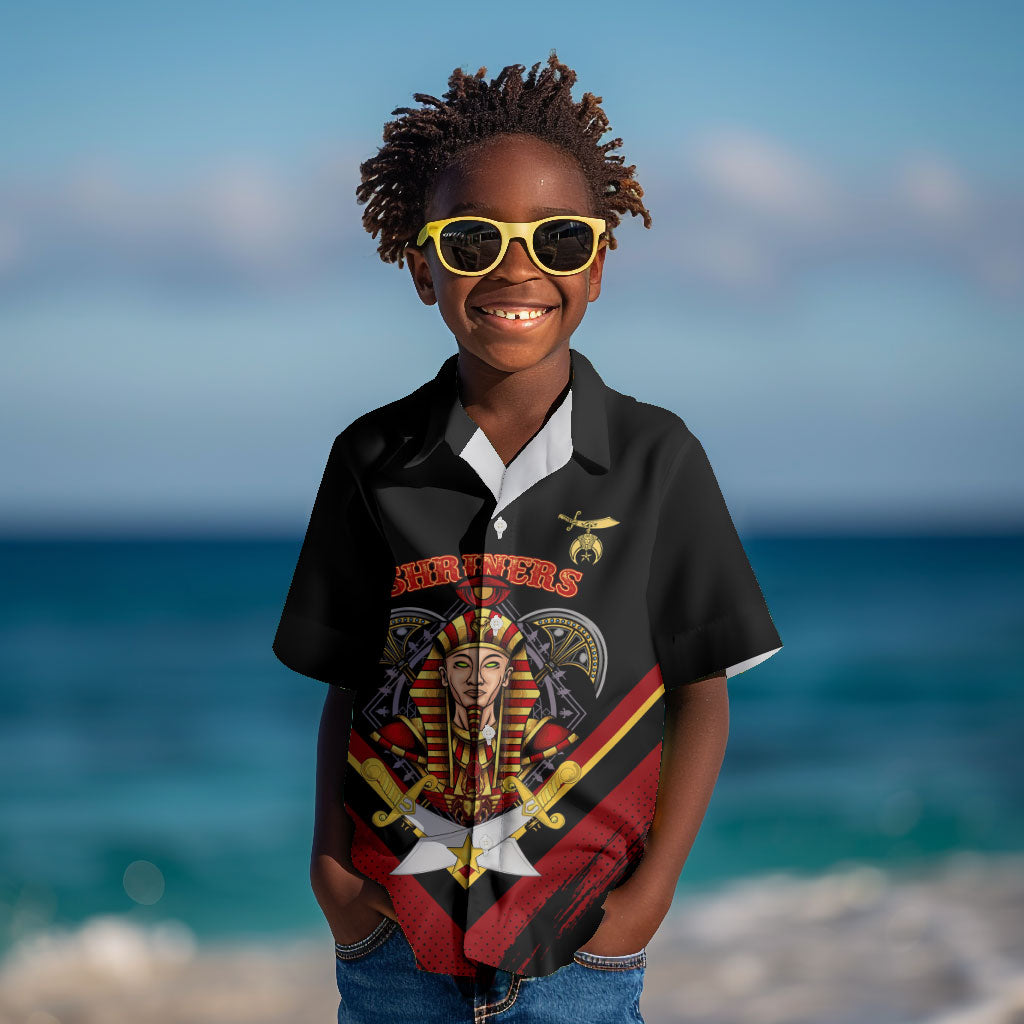 Noble Shriners Kid Hawaiian Shirt Masonic Egyptian Pharaoh Scimitar Emblem
