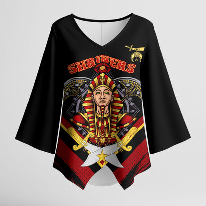 Noble Shriners Kimono Sleeve Blouse Masonic Egyptian Pharaoh Scimitar Emblem