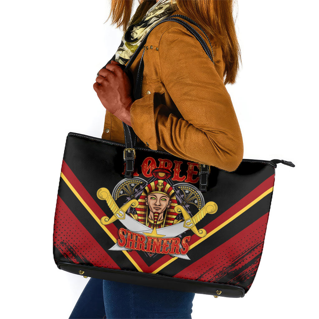 Noble Shriners Leather Tote Bag Masonic Egyptian Pharaoh Scimitar Emblem