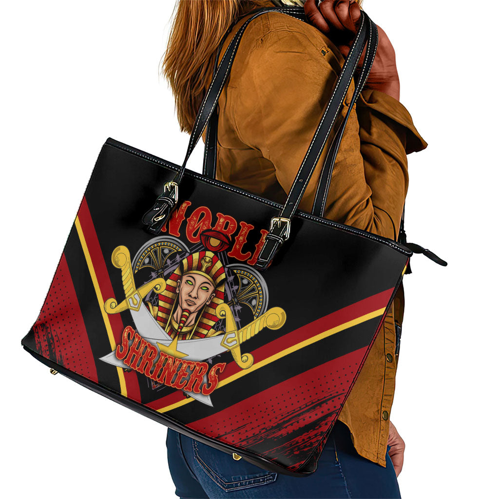 Noble Shriners Leather Tote Bag Masonic Egyptian Pharaoh Scimitar Emblem
