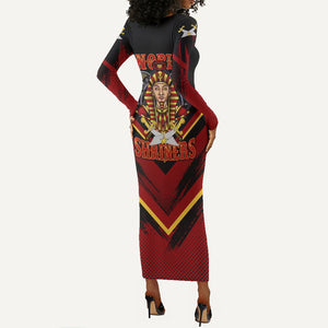 Noble Shriners Long Sleeve Bodycon Dress Masonic Egyptian Pharaoh Scimitar Emblem