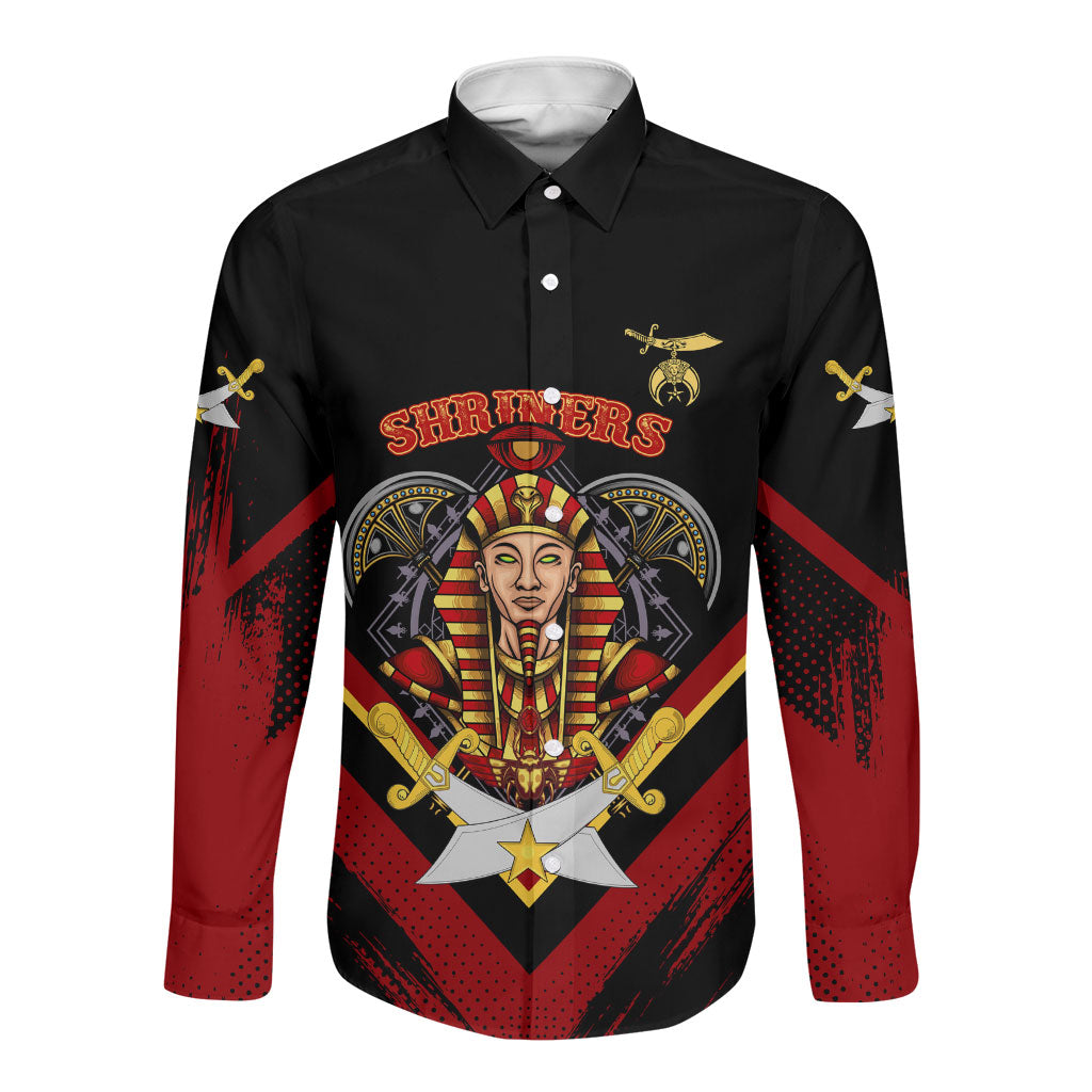 Noble Shriners Long Sleeve Button Shirt Masonic Egyptian Pharaoh Scimitar Emblem