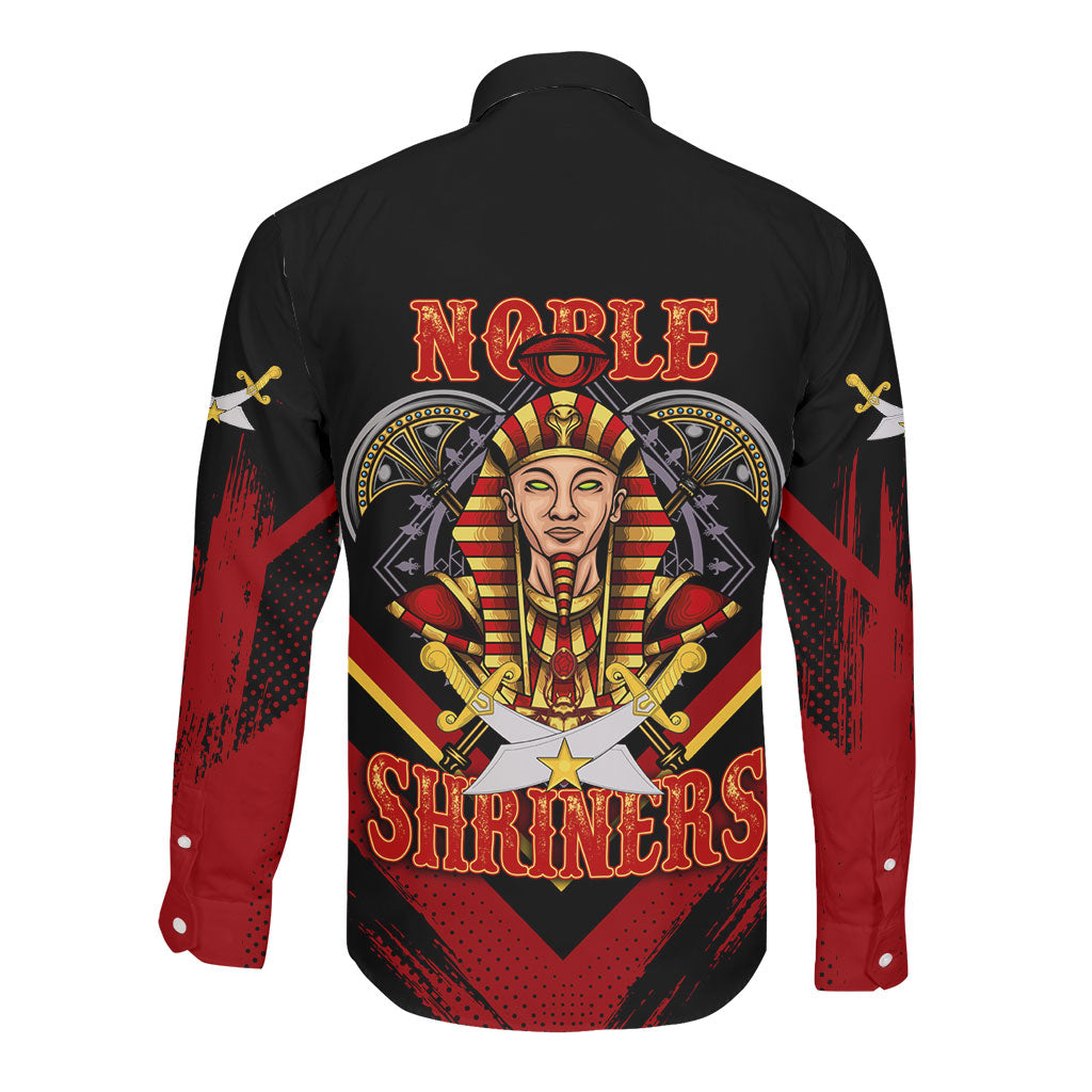 Noble Shriners Long Sleeve Button Shirt Masonic Egyptian Pharaoh Scimitar Emblem