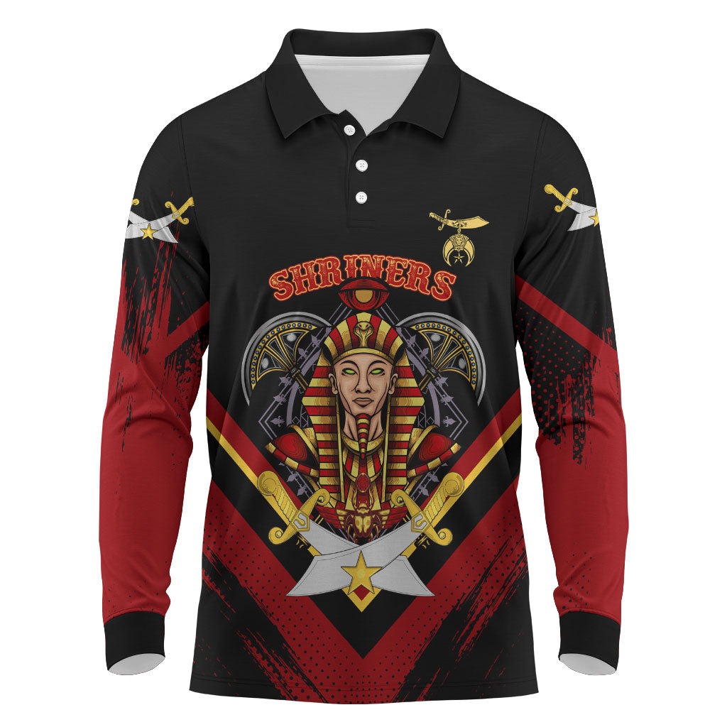 Noble Shriners Long Sleeve Polo Shirt Masonic Egyptian Pharaoh Scimitar Emblem