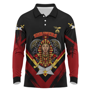 Noble Shriners Long Sleeve Polo Shirt Masonic Egyptian Pharaoh Scimitar Emblem