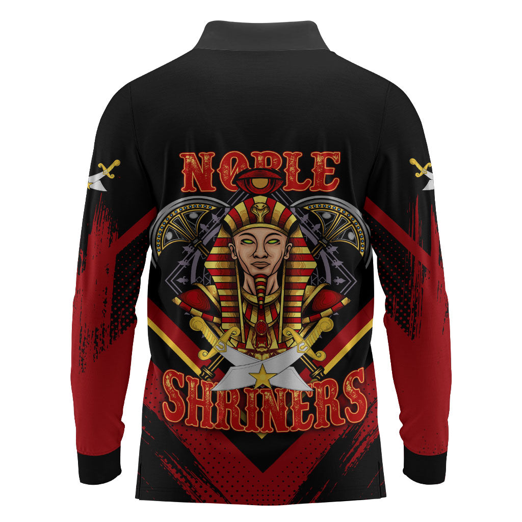 Noble Shriners Long Sleeve Polo Shirt Masonic Egyptian Pharaoh Scimitar Emblem