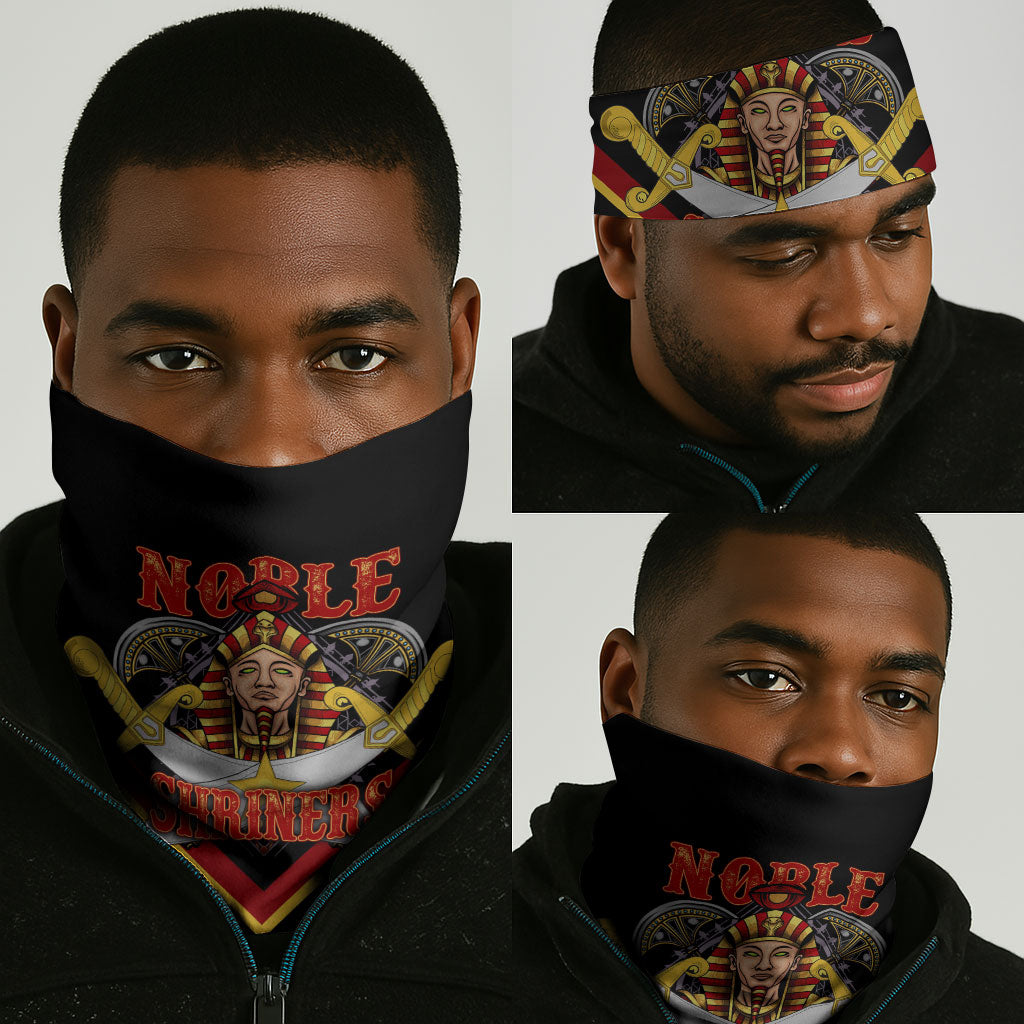 Noble Shriners Neck Gaiter Masonic Egyptian Pharaoh Scimitar Emblem