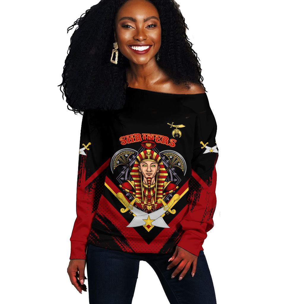 Noble Shriners Off Shoulder Sweater Masonic Egyptian Pharaoh Scimitar Emblem