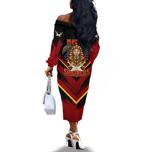 Noble Shriners Off The Shoulder Long Sleeve Dress Masonic Egyptian Pharaoh Scimitar Emblem