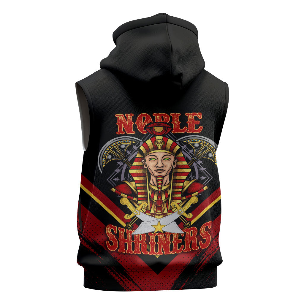 Noble Shriners Sleeveless Hoodie Masonic Egyptian Pharaoh Scimitar Emblem