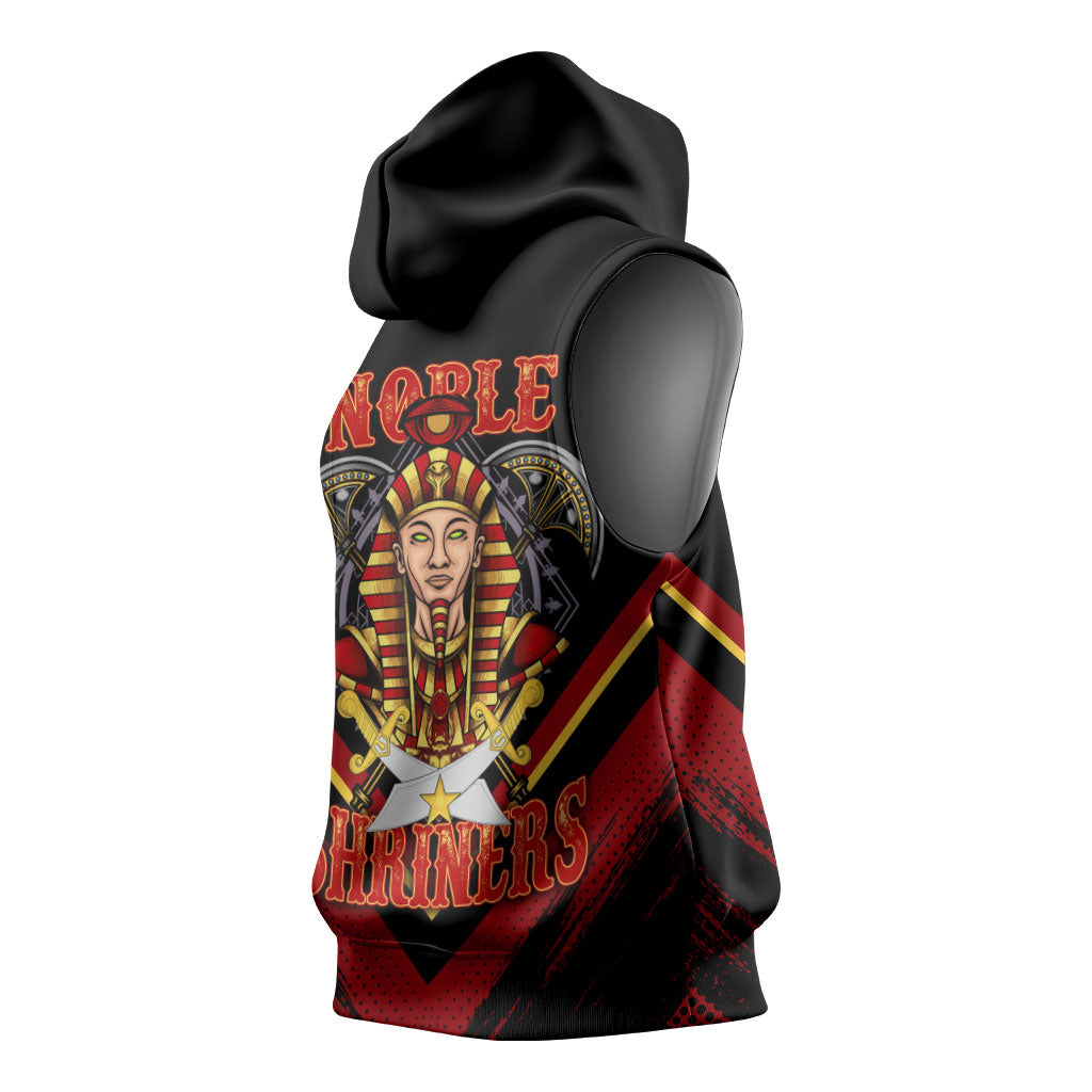 Noble Shriners Sleeveless Hoodie Masonic Egyptian Pharaoh Scimitar Emblem