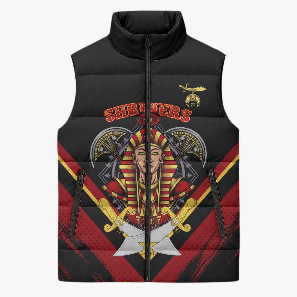 Noble Shriners Sleeveless Puffer Jacket Masonic Egyptian Pharaoh Scimitar Emblem