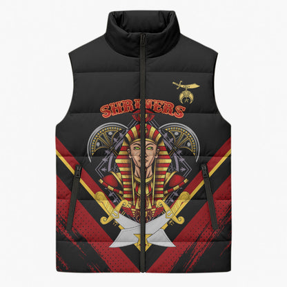 Noble Shriners Sleeveless Puffer Jacket Masonic Egyptian Pharaoh Scimitar Emblem
