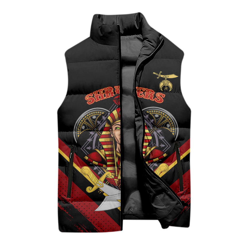 Noble Shriners Sleeveless Puffer Jacket Masonic Egyptian Pharaoh Scimitar Emblem