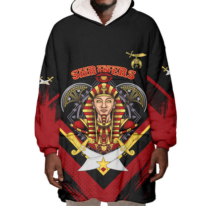 Noble Shriners Wearable Blanket Hoodie Masonic Egyptian Pharaoh Scimitar Emblem