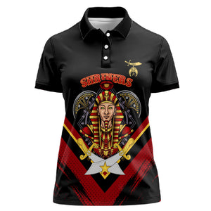 Noble Shriners Women Polo Shirt Masonic Egyptian Pharaoh Scimitar Emblem