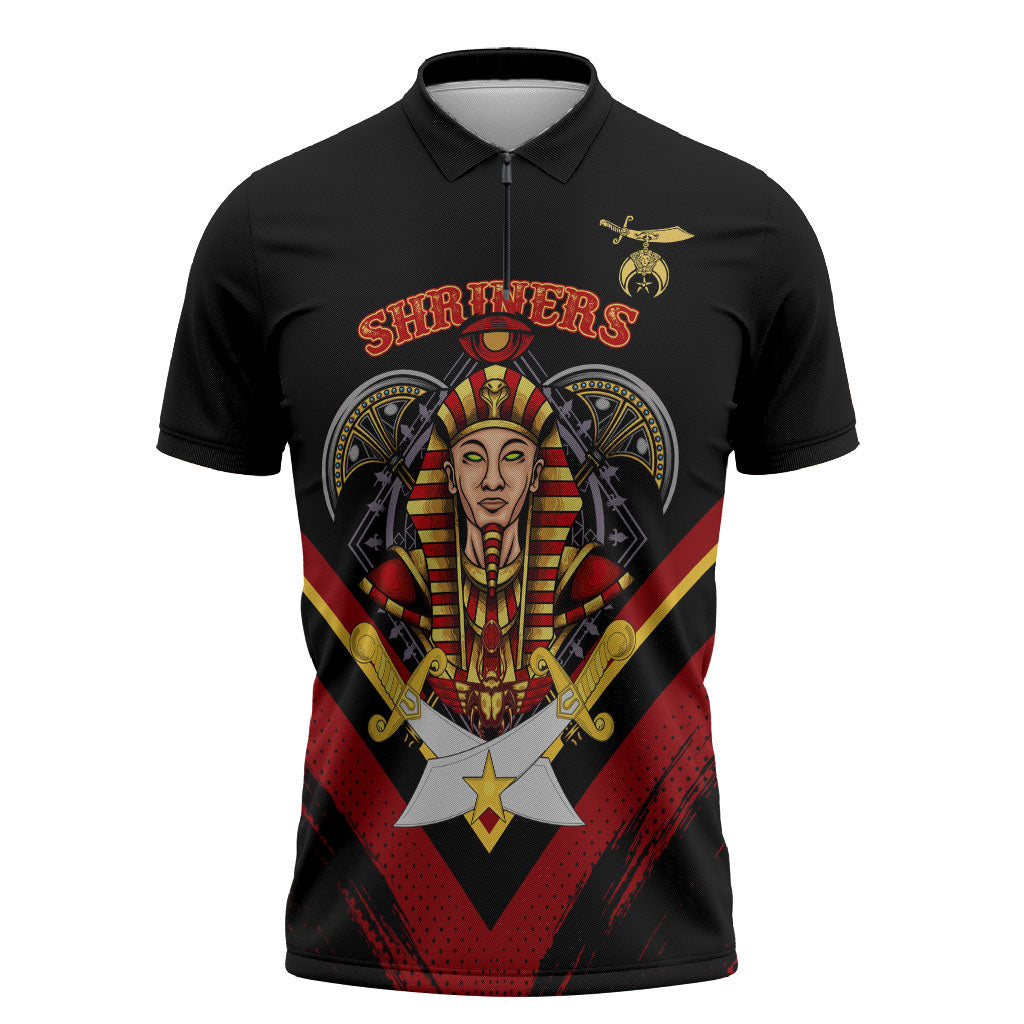Noble Shriners Zipper Polo Shirt Masonic Egyptian Pharaoh Scimitar Emblem