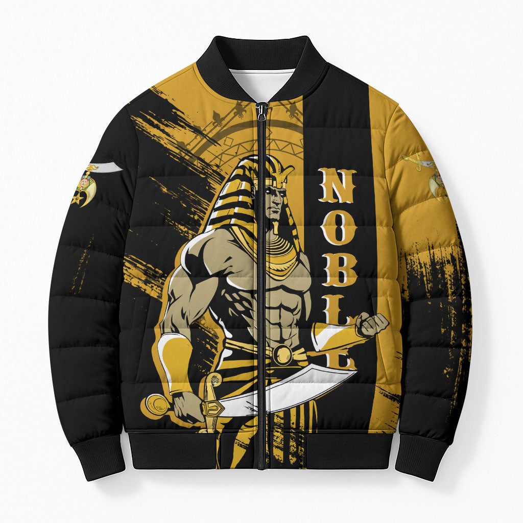 Noble Shriners Bomber Puffer Jacket Egyptian Pharaoh Warrior - Scimitar Sword