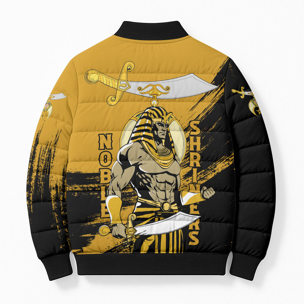 Noble Shriners Bomber Puffer Jacket Egyptian Pharaoh Warrior - Scimitar Sword