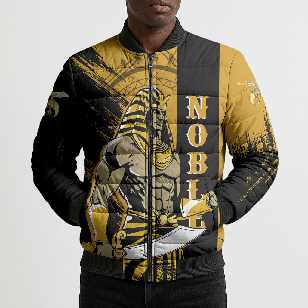 Noble Shriners Bomber Puffer Jacket Egyptian Pharaoh Warrior - Scimitar Sword