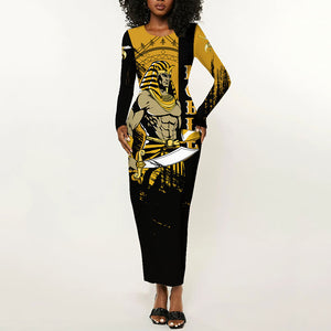 Noble Shriners Long Sleeve Bodycon Dress Egyptian Pharaoh Warrior - Scimitar Sword