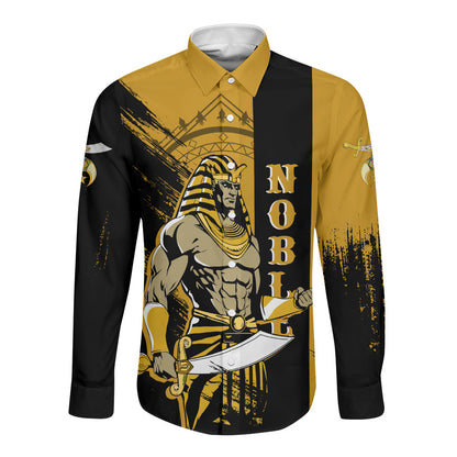 Noble Shriners Long Sleeve Button Shirt Egyptian Pharaoh Warrior - Scimitar Sword