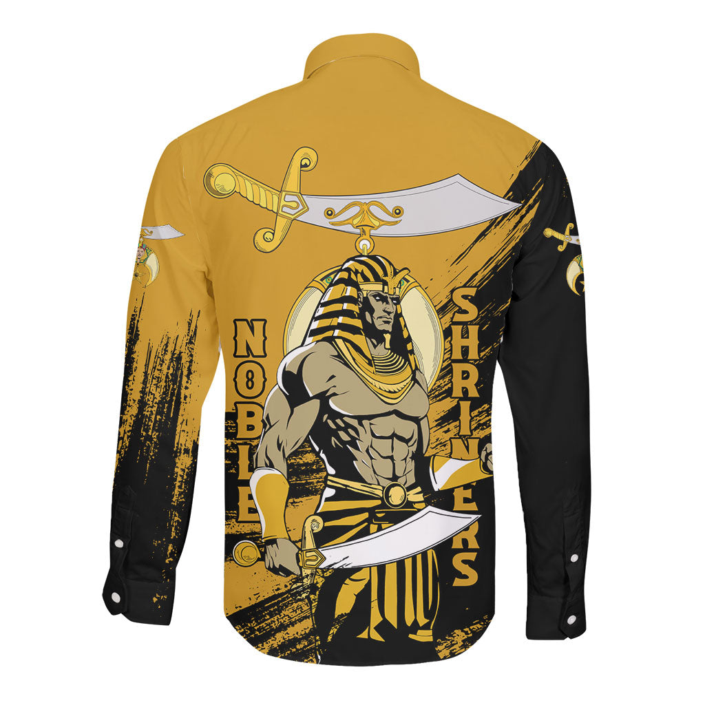 Noble Shriners Long Sleeve Button Shirt Egyptian Pharaoh Warrior - Scimitar Sword