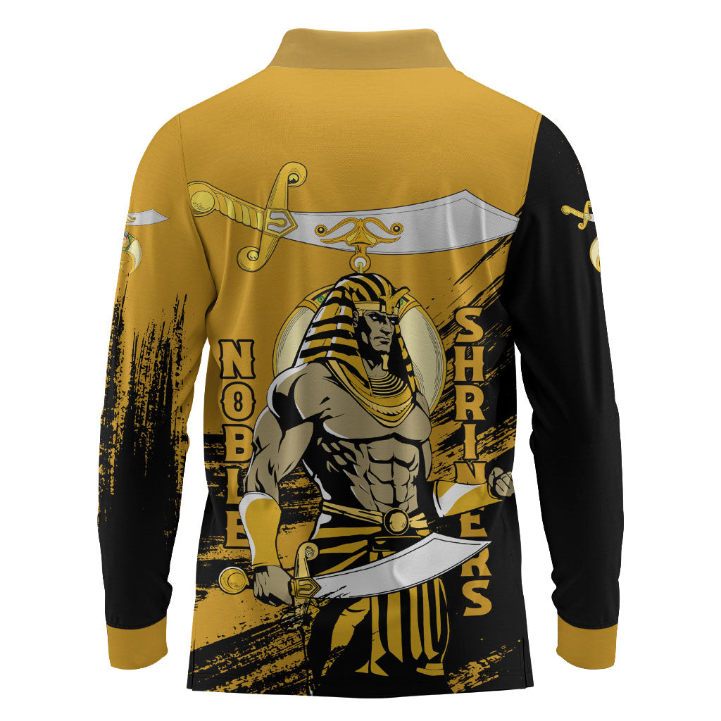 Noble Shriners Long Sleeve Polo Shirt Egyptian Pharaoh Warrior - Scimitar Sword