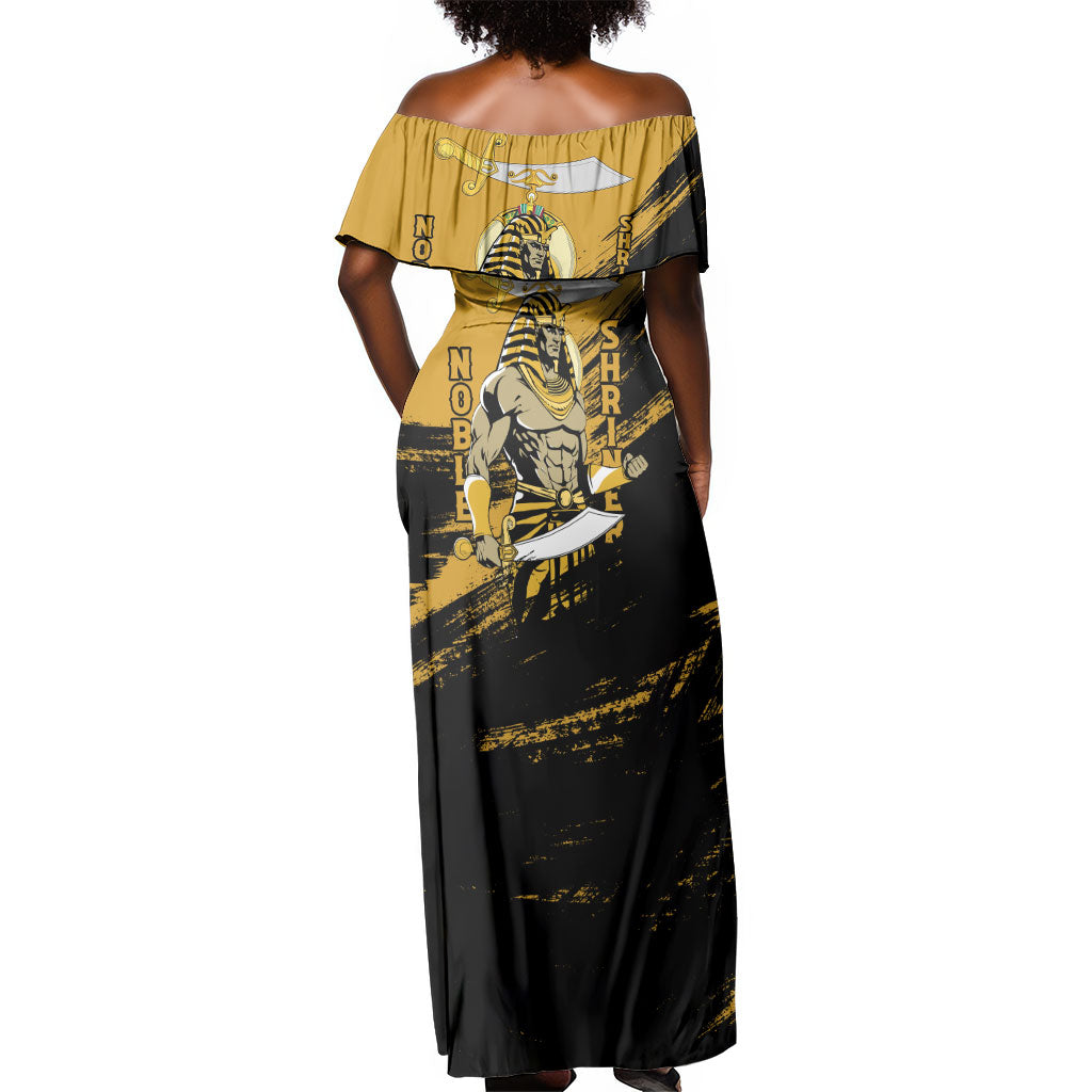 Noble Shriners Off Shoulder Maxi Dress Egyptian Pharaoh Warrior - Scimitar Sword