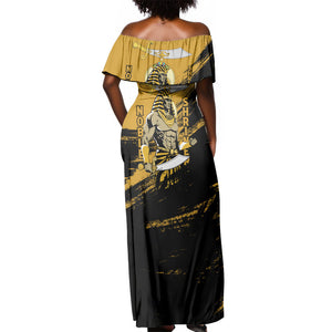 Noble Shriners Off Shoulder Maxi Dress Egyptian Pharaoh Warrior - Scimitar Sword